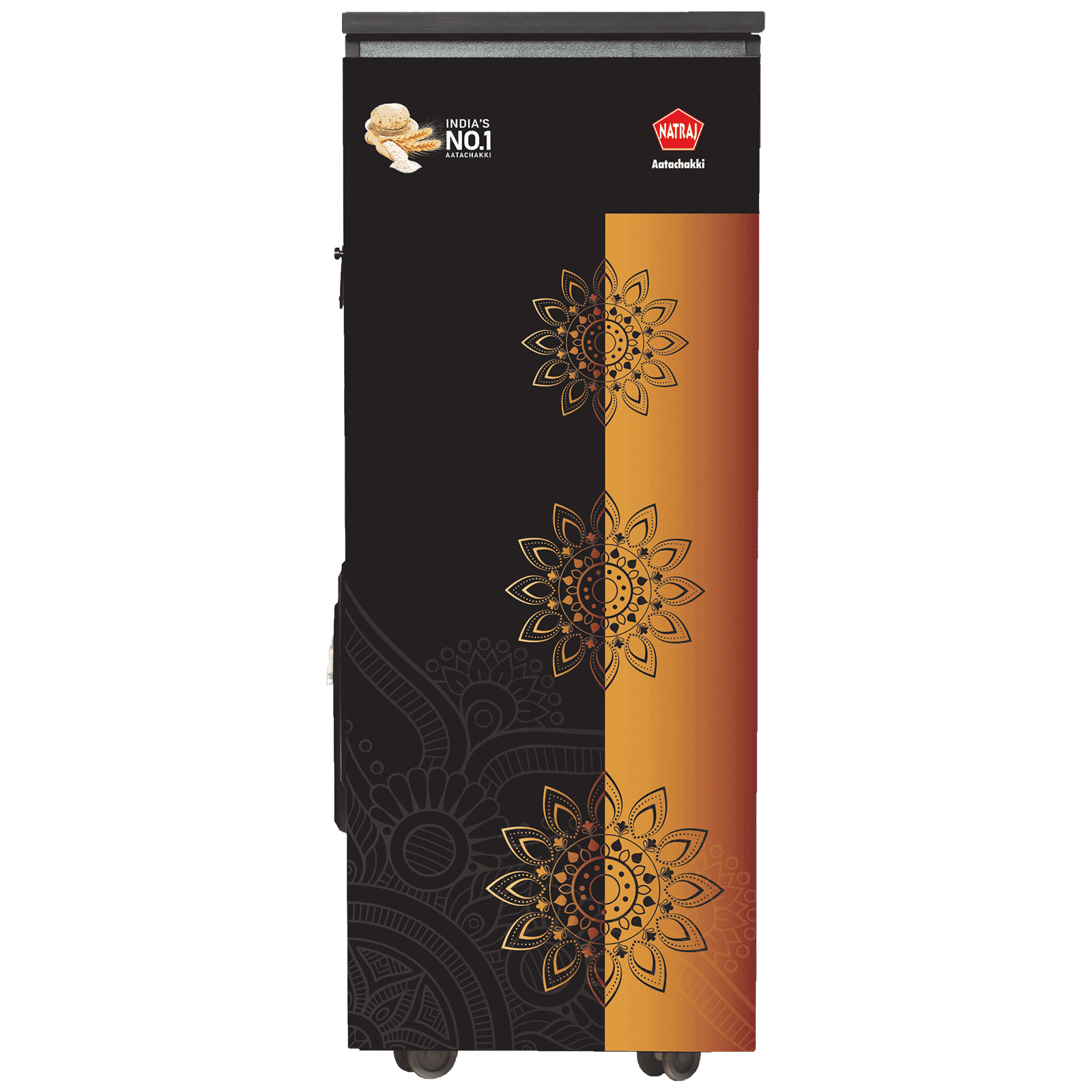 NATRAJ Premium Designer 746 Watts 6.5 kg Flour Mill Machine (Auto Start and Clean, VC-110, Black & Gold)