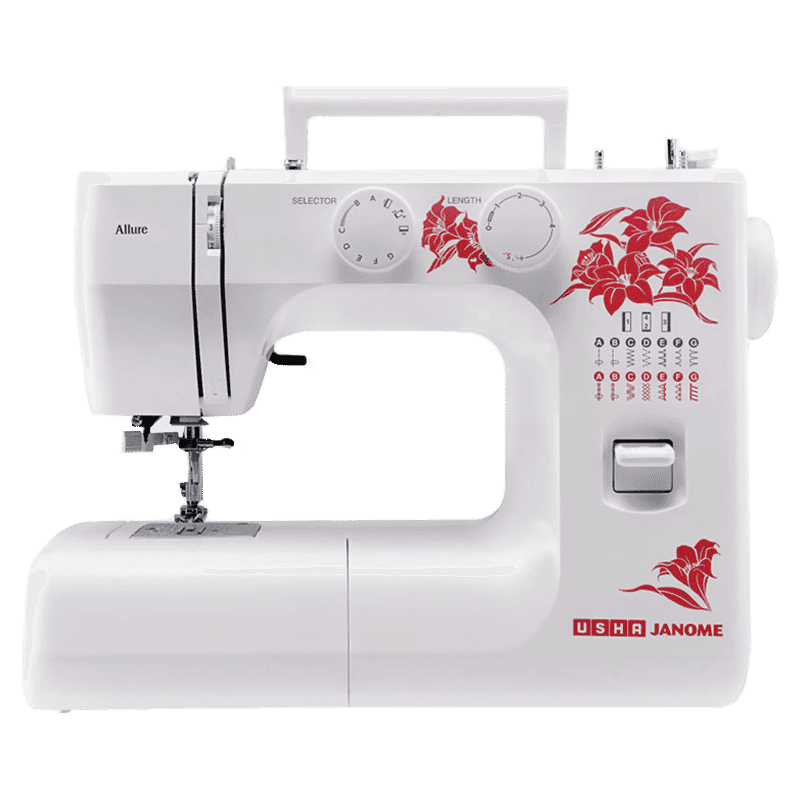 USHA Allure Delux Automatic Electric Sewing Machine (860 SPM, 20117000003, White)