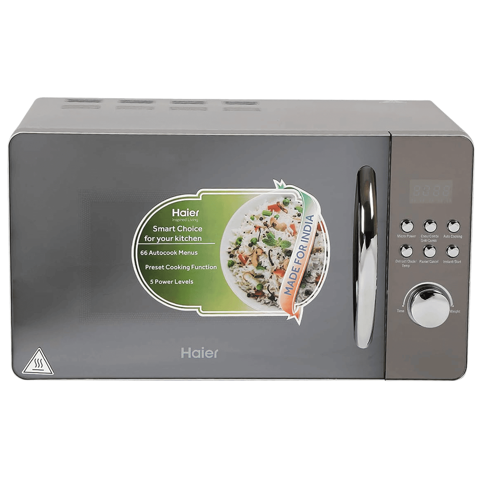 Haier 20L Convection Microwave Oven with 66 Autocook Menu (HIL2001CSPH, Silver)