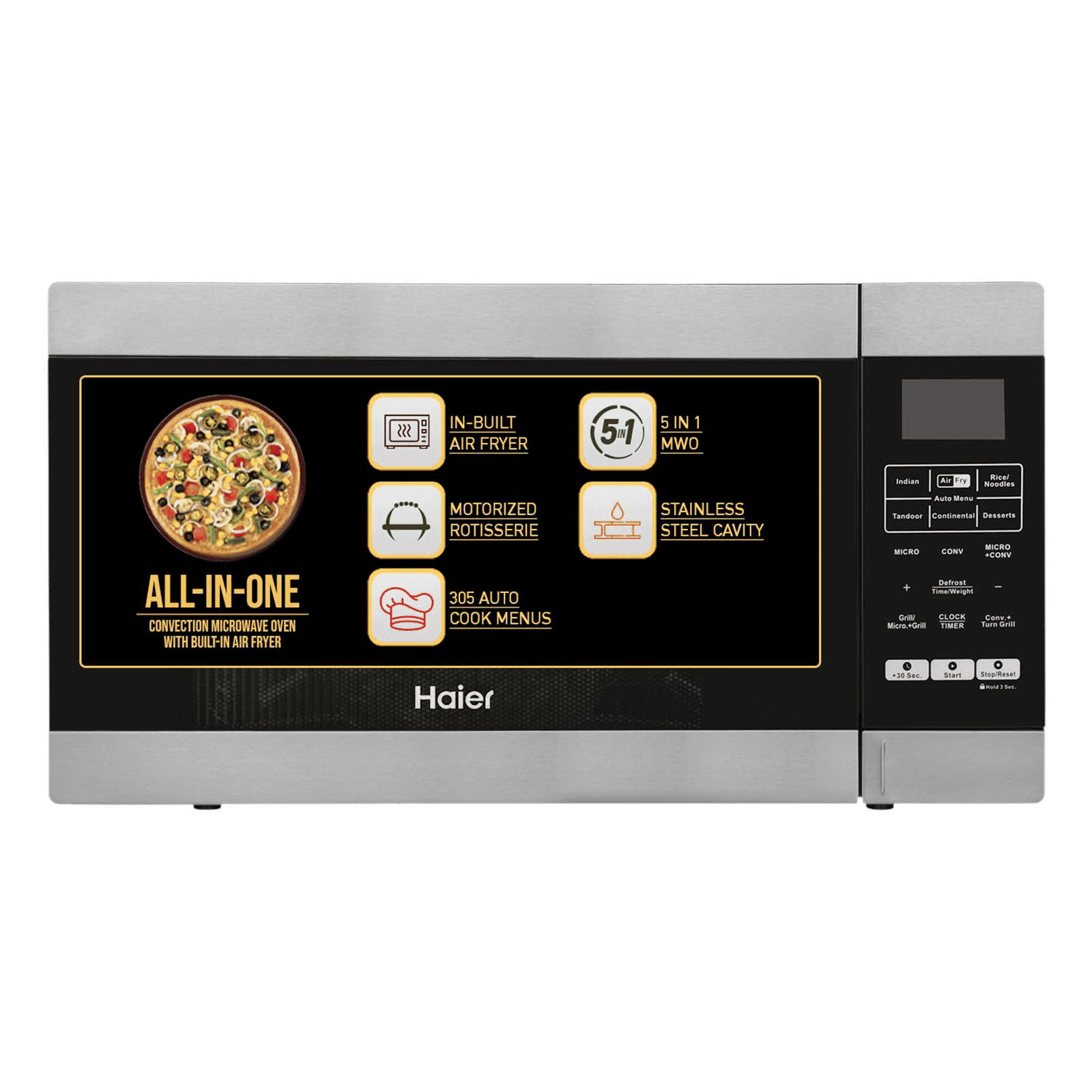 Haier 30L Convection Microwave Oven with 305 Auto Cook Menu (HIL3001ARSB, Black)