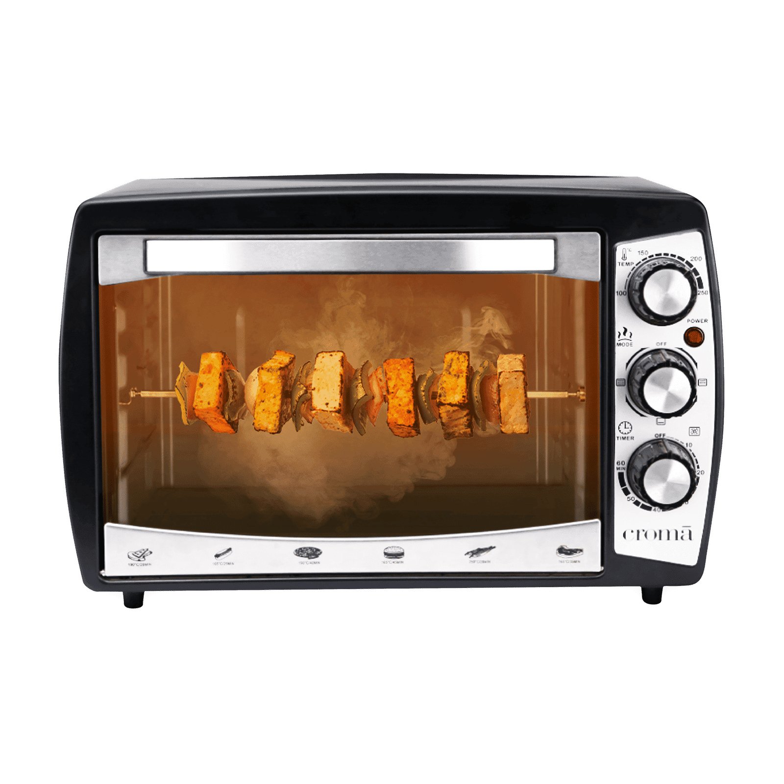Croma 18L Oven Toaster Grill with Motorized Rotisserie (CRSO18LOGA279271, Black & Silver)