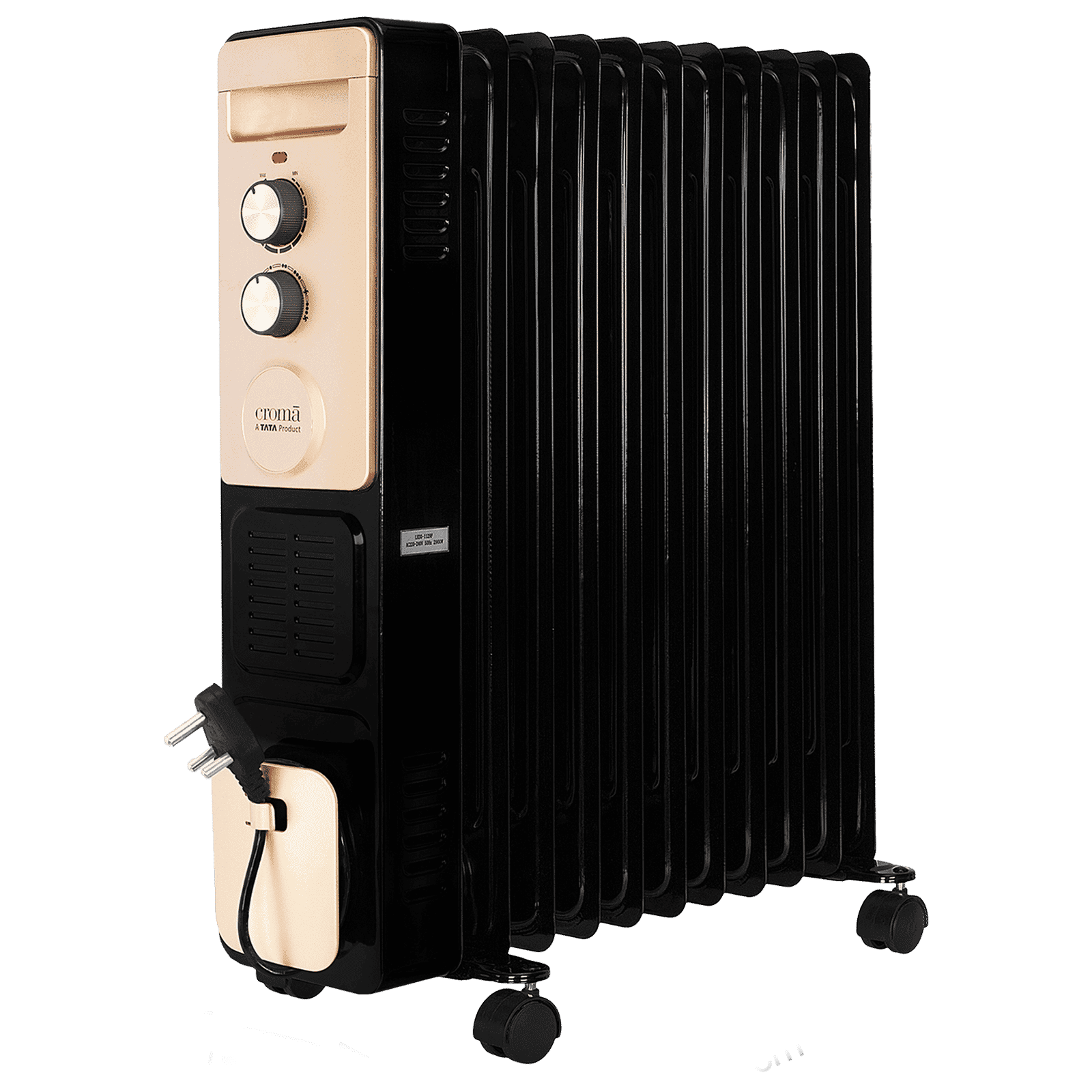 Croma 2900W PTC Fan Oil Filled Radiator Room Heater with 11 Fins (Thermostatic Knob, Black)