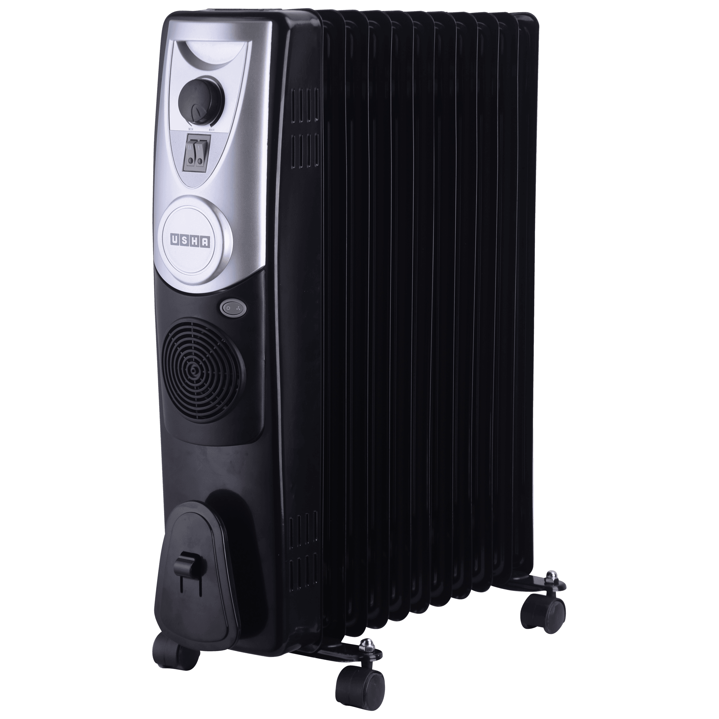USHA 4211 F 2500W PTC Oil Filled Radiator Room Heater with IP23 Protection (Adjustable Thermostat