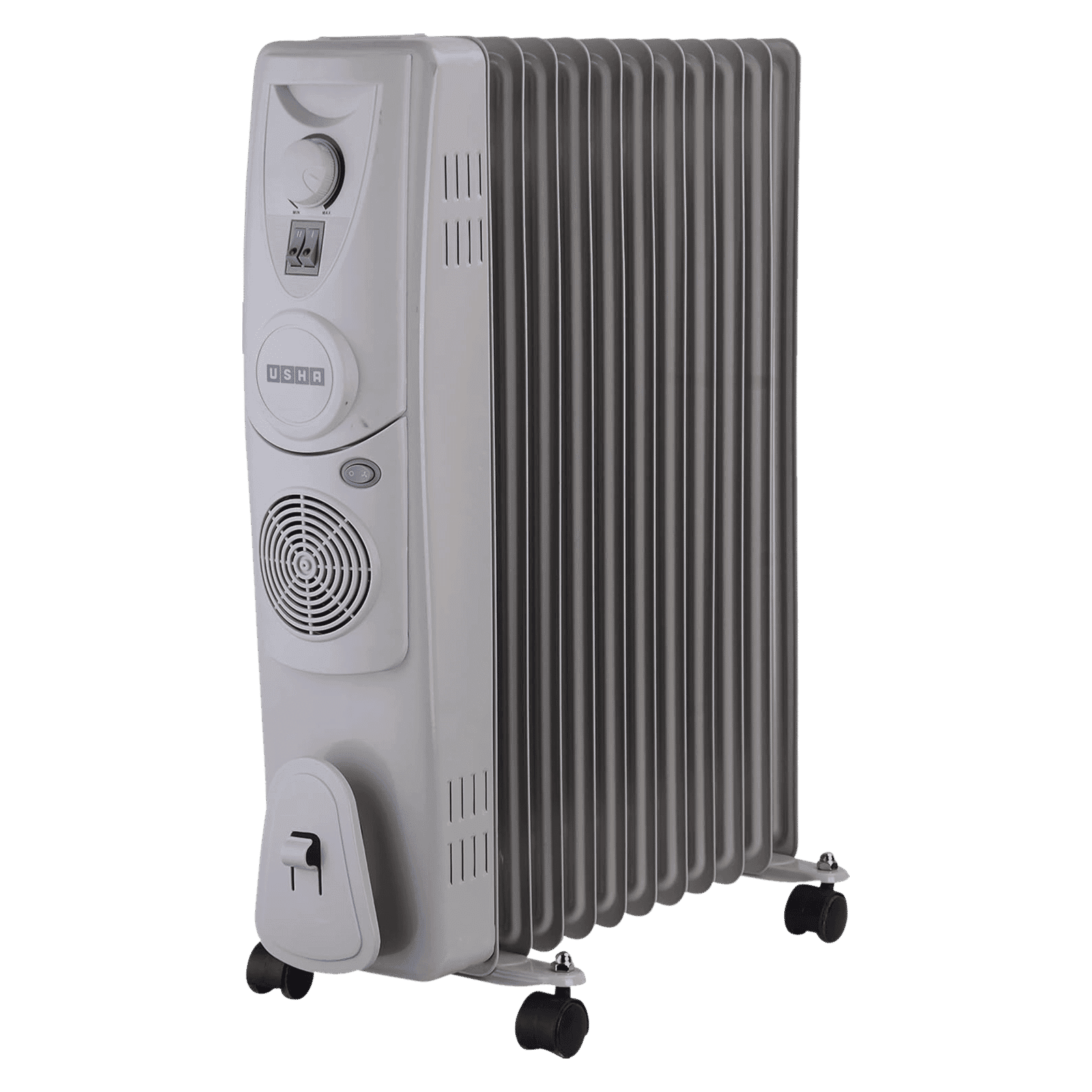 USHA 4211 F 2500W PTC Oil Filled Radiator Room Heater with IP23 Protection (Adjustable Thermostat