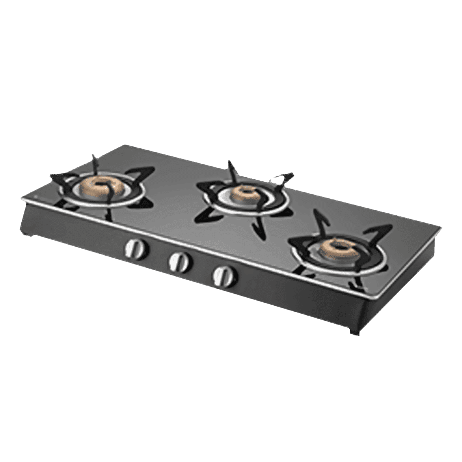 KAFF CTAI773B Toughened Glass Top 3 Burner Automatic Gas Stove (Heavy Duty Pan Support, Black)