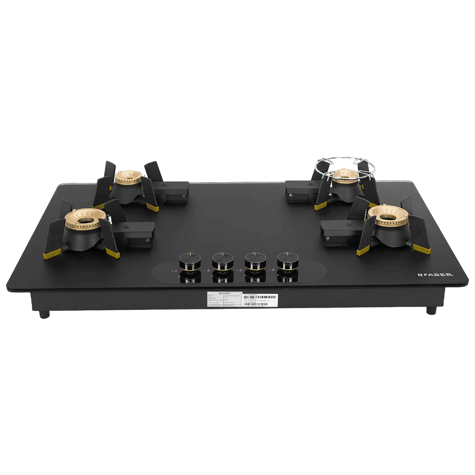 FABER Magiclift HT904 BR CI AI Toughened Glass Top 4 Burner Automatic Hob (Lift and Lock Feature, Black)