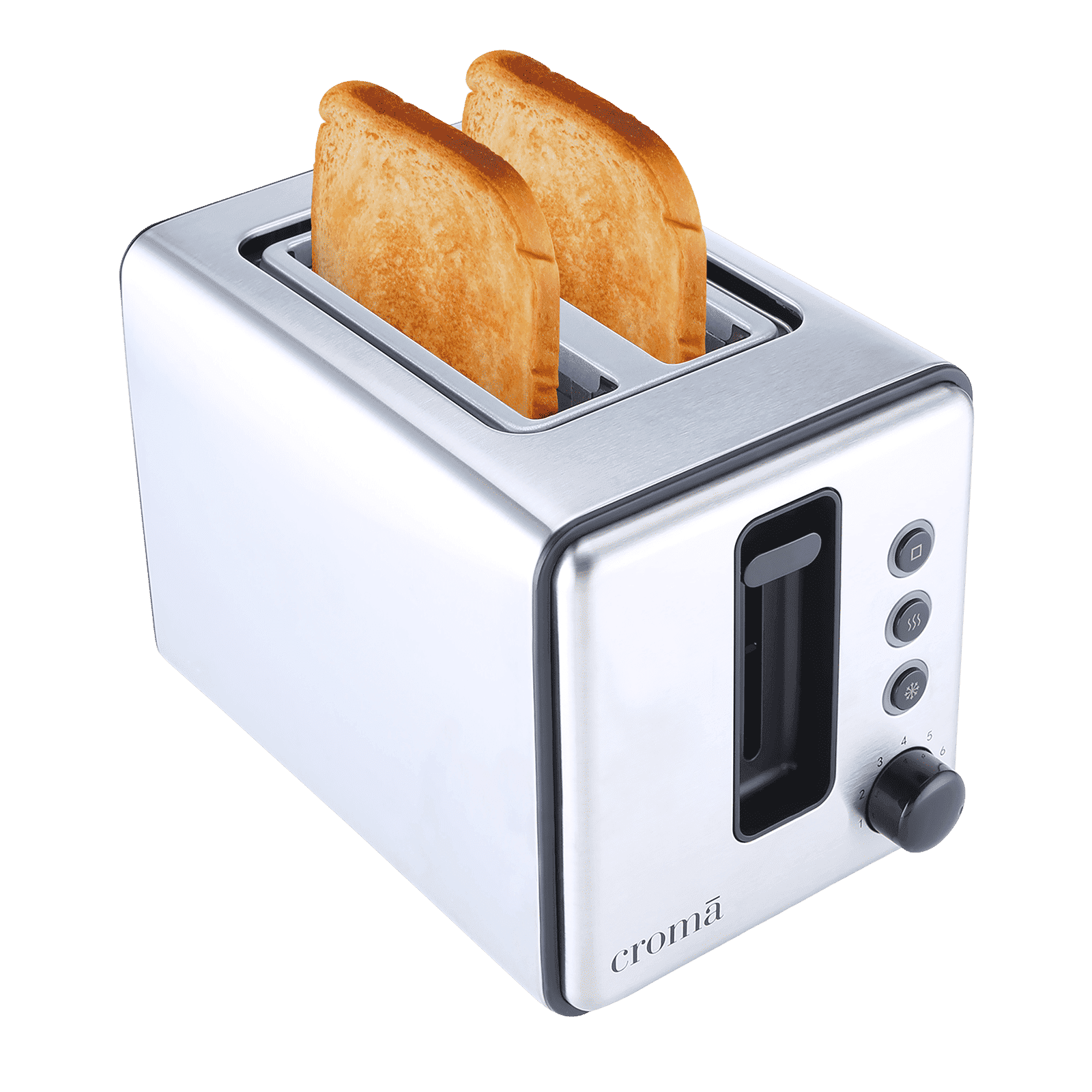 Croma 750W 2 Slice Pop-Up Toaster with Reheat Function (Silver)