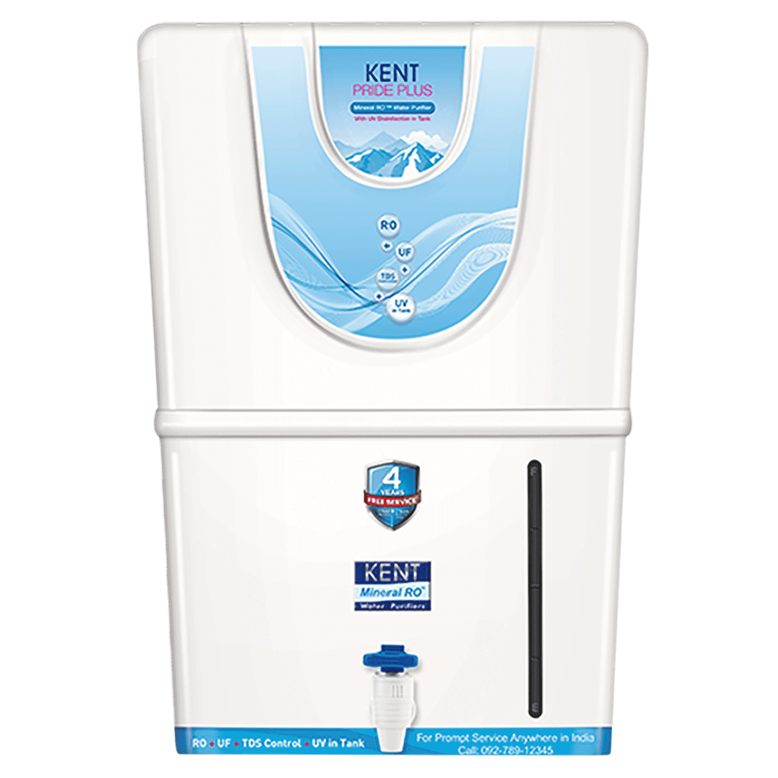 KENT Pride Plus 8L RO + UF + UV-in-tank + TDS Water Purifier with Multiple Purification Process (White)