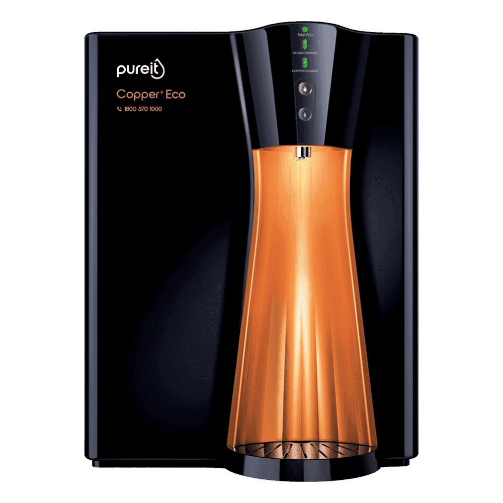 pureit Copper + Eco Mineral 8L RO + UV + MF Water Purifier with Advanced 7 Stage Purification And Eco Recovery Technology (Black)